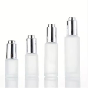Glass Dropper <b>Bottle</b> Cylinder Shape Clear Body Gold Cap Skin Care Serum Container <b>10ml</b> 20ml 30ml 50ml Push Button Design - Product Image 3
