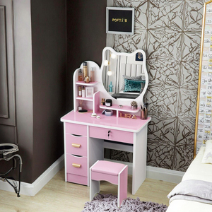 Tocador <span class=keywords><strong>de</strong></span> maquillaje para <span class=keywords><strong>niñas</strong></span> con estilo moderno, tocador con taburete <span class=keywords><strong>de</strong></span> espejo en forma <span class=keywords><strong>de</strong></span> gato ligero, tocador <span class=keywords><strong>de</strong></span> dormitorio - Product Image 4