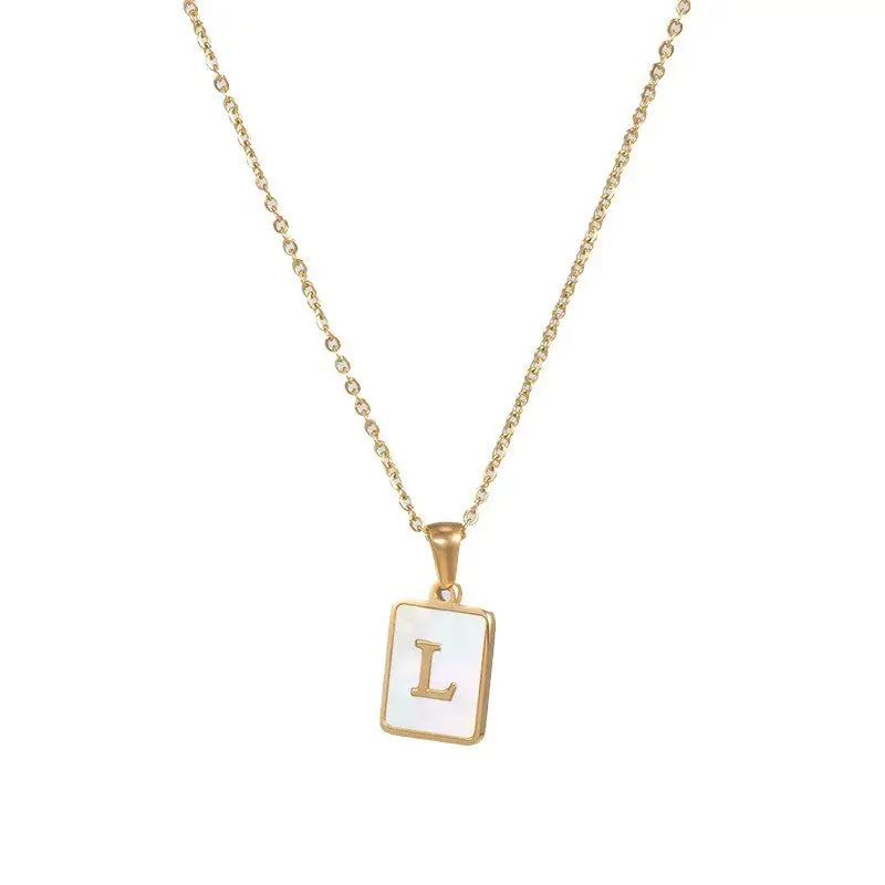 Brilliant Quality 925 Sterling Silver 18k Gold Plated Jewelry Letters L Shell Pendant Necklace For Women