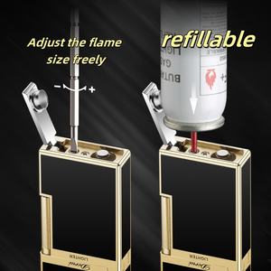 Briquet torche butane Jet flamme allume-cigare réglable flamme métal coupe-vent briquet avec couteau perceuse à cigares - Product Image 5