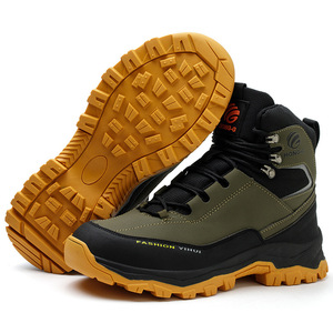 HONG-G Men's Steel Toe Hiking Safety Shoes High-Top Rubber Outsole Anti-Slip Military Green - Product Image 5