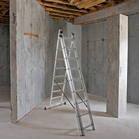 Échelle d'extension en aluminium à trois étages de haute qualité Escalier extérieur et d'atelier polyvalent en alliage d'aluminium