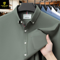 Nouvelle chemise Oxford unie à manches longues en coton haut de gamme pour homme, avec col rabattu, perles et poches, respirante, printemps/automne