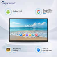 Pantalla Interactiva Inteligente INGSCREEN Android 16, Pizarra Digital 4K con 8 Micrófonos y Cámara con IA para Sala de Reuniones
