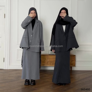 Su misura di alta qualità moda ufficiale da donna classica <span class=keywords><strong>con</strong></span> scollo a V a manica lunga <span class=keywords><strong>Blazer</strong></span> nero aderente <span class=keywords><strong>con</strong></span> <span class=keywords><strong>gonna</strong></span> lunga - Product Image 2