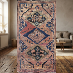 One of the Kind Hand-Knotted <b>Wool</b> Rug Patchwork Design Latex Backing Eco-Friendly Luxurious Vintage 7'1 X 3'8 Artisan <b>Crafted</b> - Product Image 3