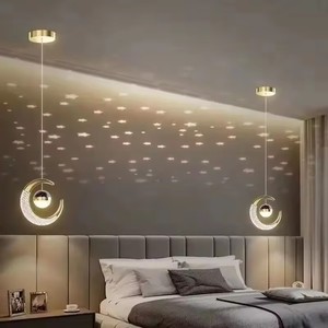 Nordic Luxury oro luna stella LED luci per soggiorno lampade <span class=keywords><strong>a</strong></span> <span class=keywords><strong>sospensione</strong></span> <span class=keywords><strong>da</strong></span> comodino lampade <span class=keywords><strong>a</strong></span> <span class=keywords><strong>sospensione</strong></span> lampadario - Product Image 1