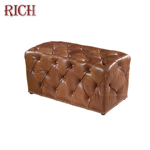 หนัง Ottoman คุณภาพผู้ผลิตสำหรับหนังม้านั่งหนัง Faux ออตโตมันปุ่ม Tufted เท้าสตูลสตูลวินเทจ - Product Image 6