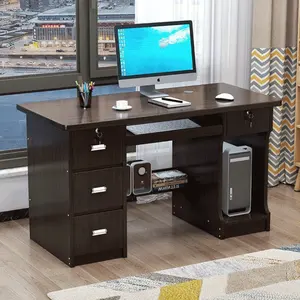 White Wood Low Price Simple Design Steel Legs Computer Desk For Home Office Bedroom