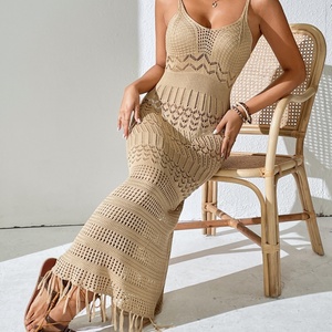 Nuovo Abito Estivo da Spiaggia OEM/ODM in Stile Europeo e Americano, Vestito Sexy con Spalline in Maglia Traforata, Protezione Solare per <span class=keywords><strong>Donna</strong></span> - Product Image 1