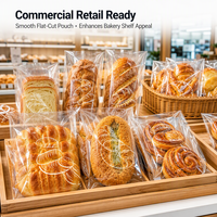 Sachet plat en BOPP transparent de qualité alimentaire imprimé sur mesure, à ouverture supérieure lisse, pour emballage de boulangerie (pain, pain de mie, pain grillé)