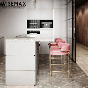 WISEMAX Đồ Nội Thất Nhà Máy Hotsale Giá Rẻ Counter Ghế Kim Loại Nhung Vải Mềm Mại Thoải Mái Cao Trở Lại <span class=keywords><strong>Bar</strong></span> Phân Ghế Trong Vàng - Product Image 5