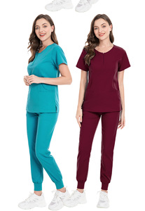 Logotipo personalizado elástico Hospital Scrub ropa <span class=keywords><strong>de</strong></span> <span class=keywords><strong>trabajo</strong></span> estético médico enfermera <span class=keywords><strong>uniformes</strong></span> Top y pantalones para médicos - Product Image 3