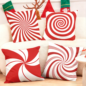 Подушки с узором в виде витых конфетных палочек для Рождества, праздничный декор для гостиной и дивана. - Product Image 1