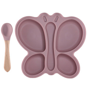 Ensemble de vaisselle en silicone pour bébé, essentiel pour l'alimentation des bébés, design papillon, lot de 2 - Product Image 5