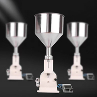 Machine de remplissage verticale manuelle pneumatique pour bouteilles de 10 à 100 ml, idéale pour le shampoing, le beurre de cacahuète, le miel, les sauces, le yaourt, les crèmes cosmétiques et les liquides.
