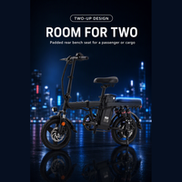 Vélo électrique 48V 10Ah, moteur 350W, 30 km/h, frein à disque, cadre en acier pliable, suspension avant, porte-bagages arrière, phare LED