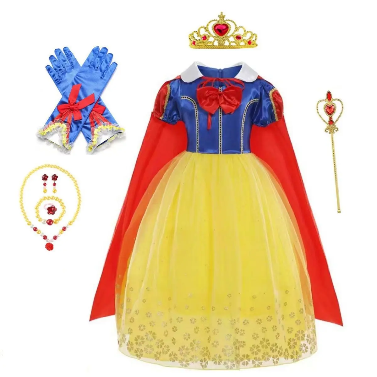 Birthday Party Cosplay Snow Girls White Princess Dress Costume for Girls