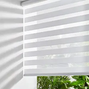 Electric Zebra Blinds For Windows Free-Stop Roller Shades Dual Layer Light Cintrol Day And Night Light Filtering Sheer Shades