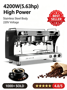 Máquina de Espresso Semiautomática Comercial de Doble Caldera y 2 Grupos, 9 Bares de Presión, Fácil Limpieza, Equipo para Cafetería - Product Image 4