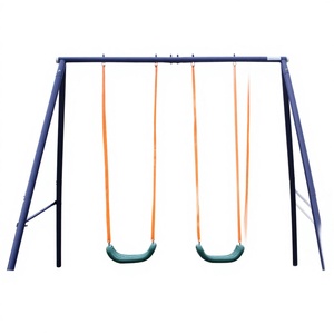 Balançoire d'extérieur moderne et confortable à deux places pour enfants, avec structure en acier inoxydable, coussin en PE/PP à séchage rapide - Idéale pour la maison, le jardin, la cour et le parc - Product Image 4