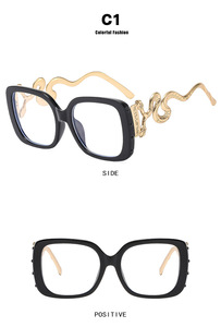 2025 à la mode Style Anti-lumière bleue miroir plat forme de serpent PC métal Temple cadre <span class=keywords><strong>lunettes</strong></span> équipées de <span class=keywords><strong>Correction</strong></span> de la myopie - Product Image 5