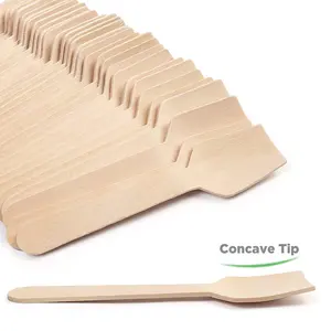 Mini cuillères en bois biodégradables, cuillère jetable de 4 pouces avec pointe Concave en bois naturel