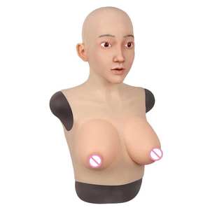 Masque de tête en silicone intégral pour femme travestie avec seins, masque de tête pour femme pour accessoires de cosplay, déguisement de mascarade, Halloween - Product Image 2