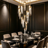 Lustres en cristal longs à LED de luxe haut de gamme, nouvelle tendance, combinaison d'éclairage suspendu pour villa