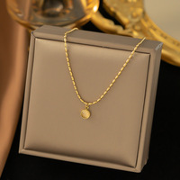 Collier Pendentif Chaîne Maillons en Acier Titane Plaqué Or Haut de Gamme pour Femme, Micro-Serti, Inaltérable, Bijou Tendance Luxueux et Exquis