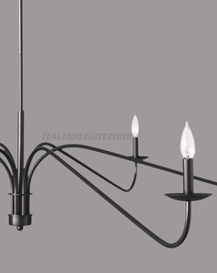 Lustre moderne noir linéaire de qualité supérieure à 6 lumières, fait main, style minimaliste du milieu du siècle, luminaire de plafond pour salle à manger - Product Image 6