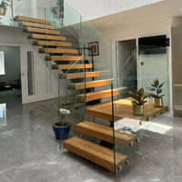 ACE Escalier intérieur moderne personnalisé pour villa, en bois et verre, style traditionnel empilé/flottant, fabriqué en Chine, Guangdong