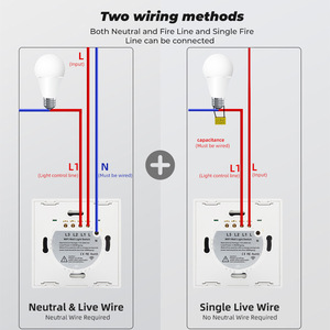 Interrupteur mural tactile WiFi intelligent Tuya avec commande vocale pour Alexa et Google Home, contrôle de l'éclairage LED intégré 2,4 GHz RF433 - Product Image 3