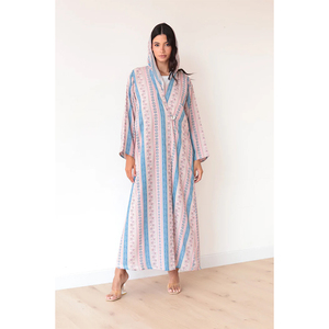 LEDUO <b>Eid</b> Modest Abstract Flower Print Hooded Kimono Loose Fit <b>Long</b> Sleeve Open Cardigan Abaya - Product Image 1