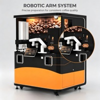 Bras robotisé Funkyplay, distributeur automatique de café entièrement automatique, en acier inoxydable, nettoyage automatique, surveillance à distance