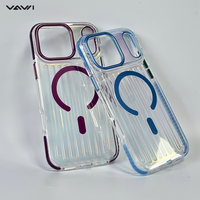 Coque de téléphone transparente VAWI B337 avec support d'appareil photo, étui magnétique transparent pour téléphones mobiles iPhone 18 17 Pro Max et Samsung S26