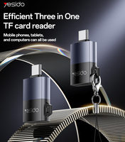 Interface IP Yesido Support en alliage d'aluminium haute vitesse Adaptateur de lecteur de carte TF 1 To Plug and Play GS38
