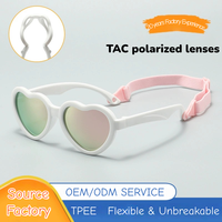 Lunettes de soleil pour bébé personnalisées avec logo en forme de cœur, polarisées, incassables, en TPEE, avec sangle, vente en gros sous marque privée