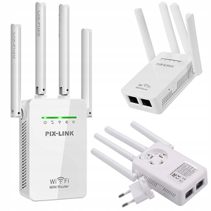 เราเตอร์ไร้สาย Pix-Link Wi-Fi Mini Router 300Mbps แบบดูอัลแบนด์ พร้อมเสาอากาศ 4 ต้น สำหรับใช้งานที่บ้านและสำนักงาน - Product Image 1