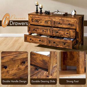 WholesaleVintage Farmhouse Dormitorio Almacenamiento <span class=keywords><strong>de</strong></span> <span class=keywords><strong>madera</strong></span> Tocador Organizador Rústico 6 Cajones Tocador para Dormitorio Sala <span class=keywords><strong>de</strong></span> estar - Product Image 3