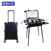 Valise à roulettes professionnelle pour maquilleur équipé du Bluetooth, avec miroir LED, station de maquillage, trousse de cosmétiques de voyage
