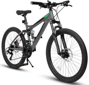 Vélo de montagne à double suspension de 27,5 pouces avec freins à disque, 21 vitesses, cadre en acier pour hommes et femmes, cross-country, fitness en plein air, cyclisme - Product Image 1