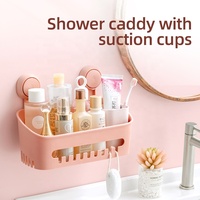 Ensemble d'organisateur de salle de bain mural à ventouse moderne personnalisé pour hôtel, avec étagère de douche et rangement