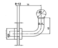 SS304 Finition miroir 38.1mm Tube Main courante en acier inoxydable Rampe d'escalier Accessoires Support de main courante-Montage en verre-Selle fixe