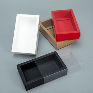 Caja de Embalaje para Cajones Vacíos, Papel Kraft/Blanco/Negro+PVC Transparente, Estampado, Reciclable, Personalizable, para Cosméticos - Product Image 1