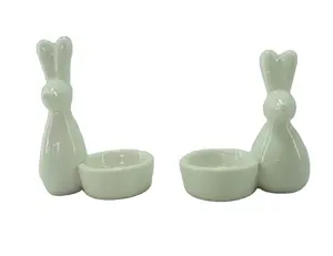 烛台创意动物烛台餐桌装饰陶瓷陶瓷迷你兔子烛台复活节装饰