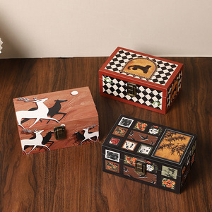 Caja de almacenamiento rectangular de lona con tapa abatible con diseño floral, organizador de joyas, caja decorativa de escritorio para sala de estar - Product Image 2