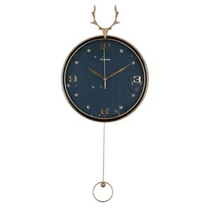Deer Head Wall <b>Clock</b> Round Silent Sweeping Second Zinc Alloy Living Room Decor - Product Image 5
