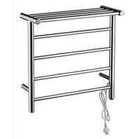 Porte-serviettes mural moderne en acier inoxydable pour salle de bain avec chauffage désinfectant à température constante et 4 barres porte-serviettes