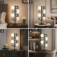 Lampe de table élégante à sphères mixtes G9, verre givré blanc chromé, base noire, lumière de chevet, style moderne pour salon et maison